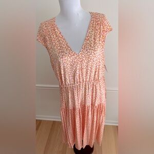 Silk Dress Orange Pink Print Oversized Midi New Nordstrom Signature